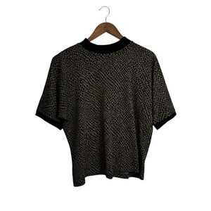 Barbara Gerwit‎ Black and Tan Patterned Short Sleeve Shirt Vintage